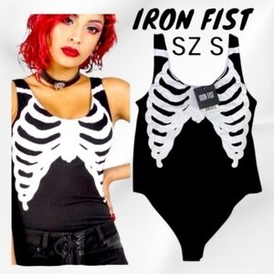 Iron Fist Black & White Bone In Bodysuit SZ S NWT
